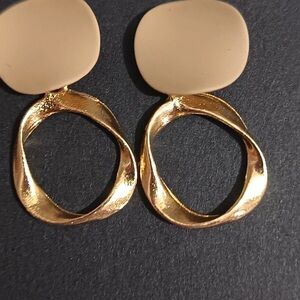 H&M Gold and Cream Statement Earrings